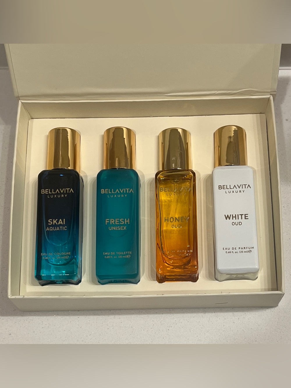 Luxury Perfume Gift Set by Bellavita for Unisex - 4 Pc Gift Set